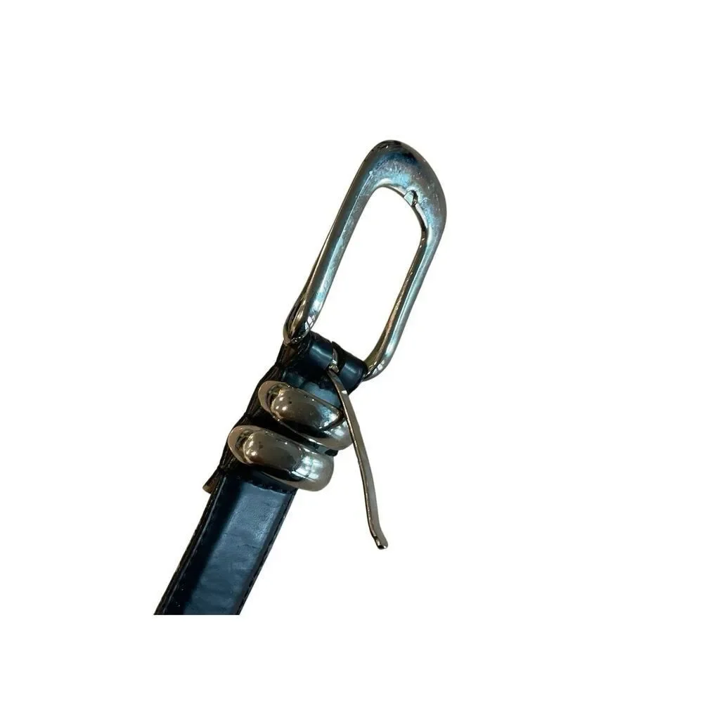 Lady Captiva vintage navy belt with silver buckle- size L